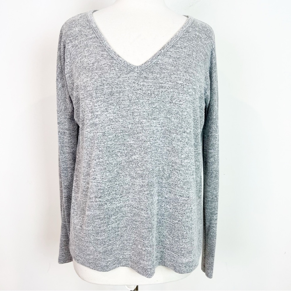 RAG & BONE HEATHERED GRAY LONG SLEEVE V-NECK SHIRT WOMENS SZ MEDIUM